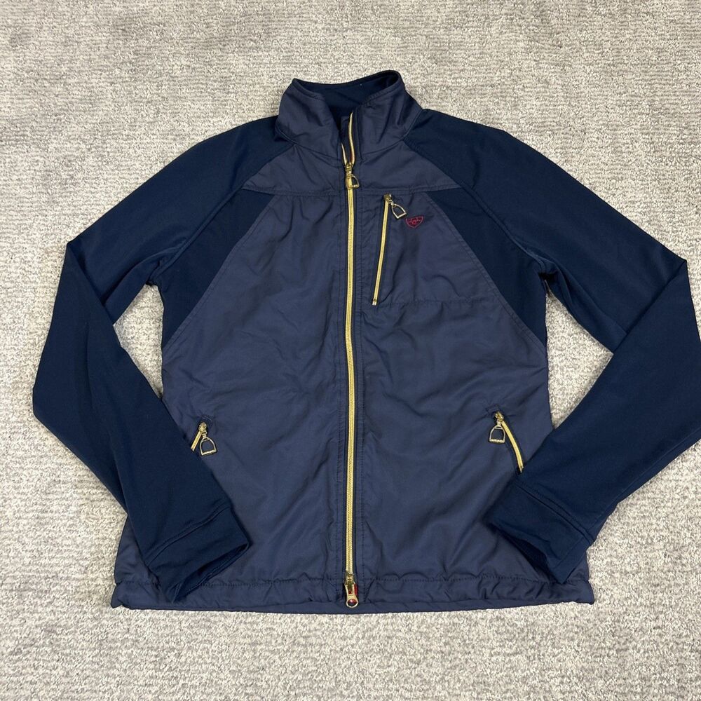 Ariat Jacket Womens Small Navy Blue SoftShell Lightweight Equestrian Full Zip 